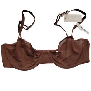 NWT Smoothez by Aerie Chocolate Brown Semi Sheer Balconette Bra - 32C